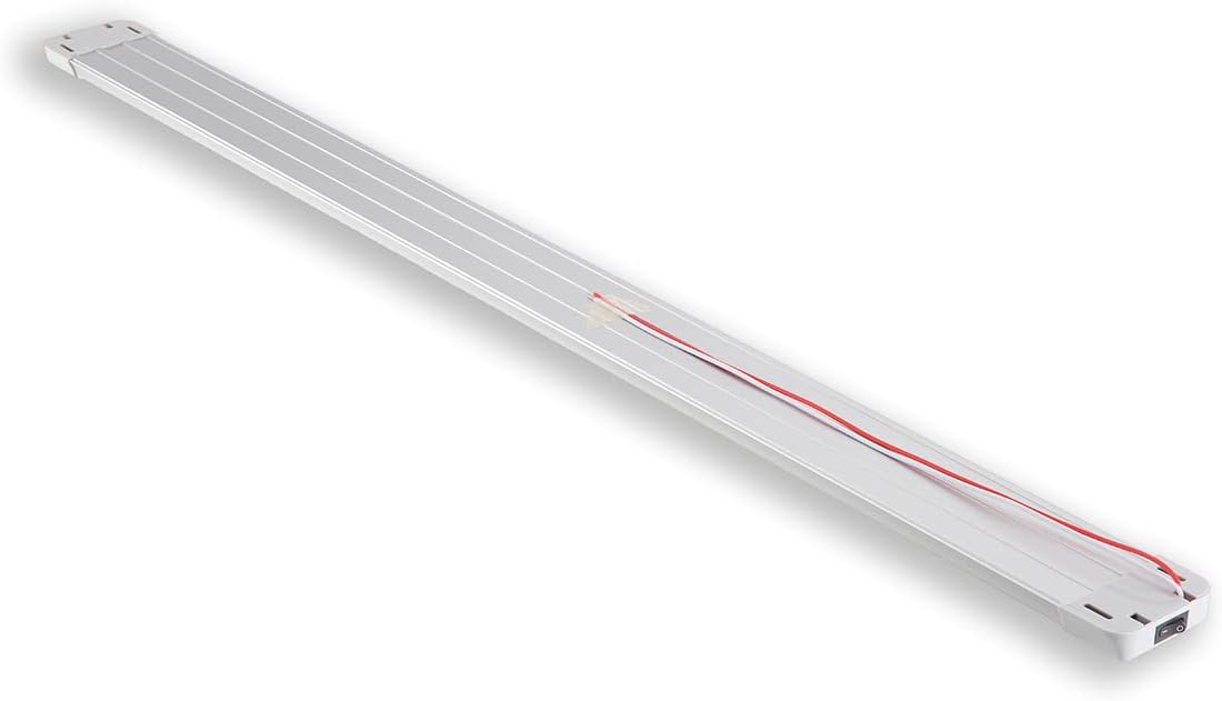 LED Interior Utility Light Fixture 34.2" x 2.6", High Lumen-Output Low Current Draw Energy Efficient, Frosted Lens 6000K Cool-White Even Diffused Beam, On/Off Rocker Switch 12V-24V DC, 1-Pack