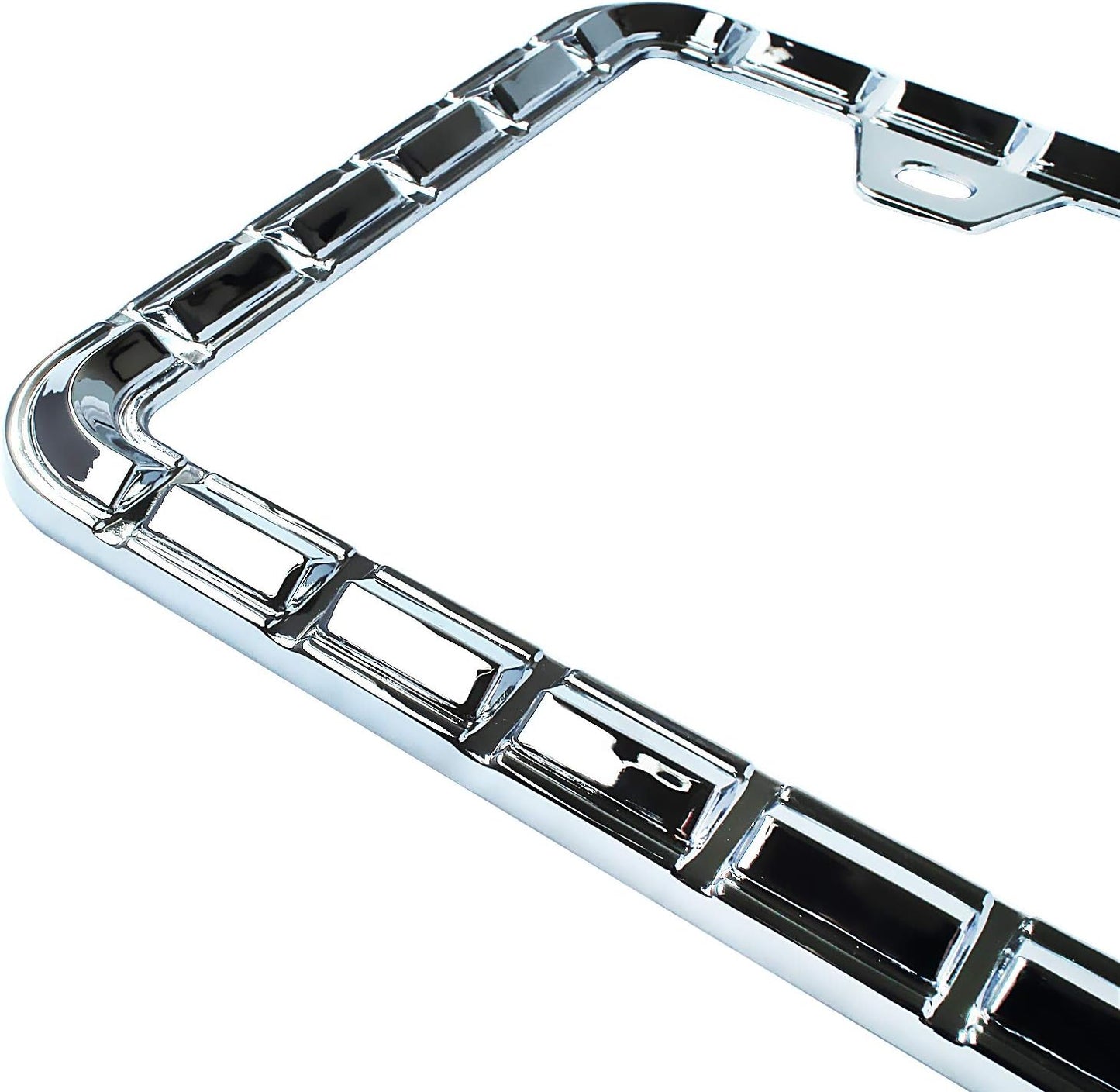 Creathome 3D Chrome License Plate Frames, Pure Zinc Alloy Metal with Chain Patterned