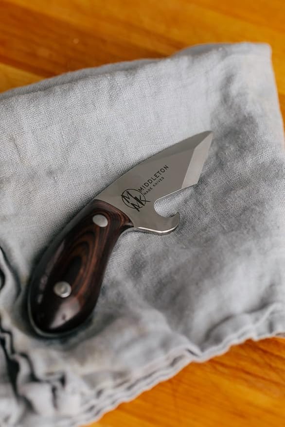 Middleton Made Knives Brew Shucker, Oyster Shucking Knife with Bottle Opener, Handmade & Professional Shucker Tool, USA Made, Walnut