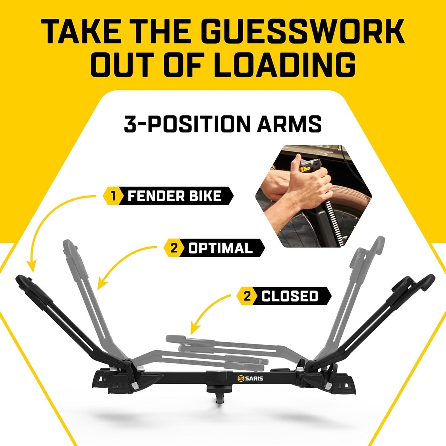Saris SuperClamp G3 4-Bike Hitch Rack – Lightweight Platform Bike Carrier for Car, SUV, Truck – Tilting Design, Secure Wheel Clamping, Fits Road, Mountain, E-Bikes – 2" Hitch Receiver