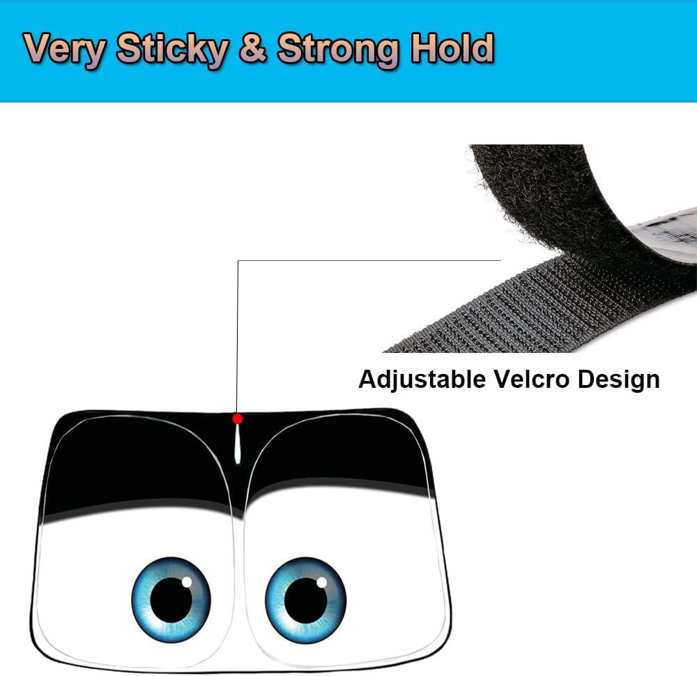 Gven Windshield Sun Shade for Tesla Model Y/3 Accessories 2025 Car Front Window Shade 100% Blackout Dual-Sided UV Protection (Black Eyes)