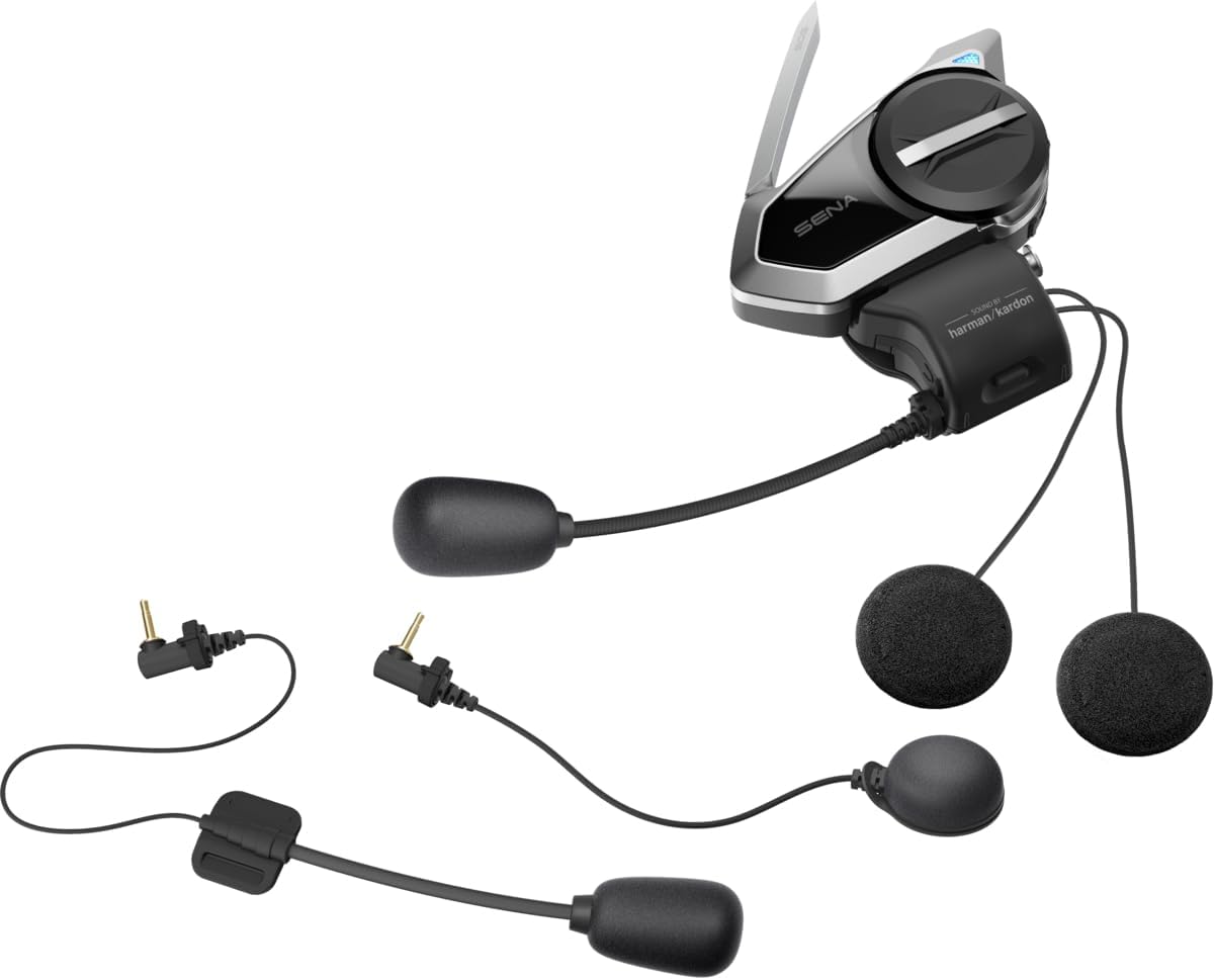 Sena 50S Motorcycle Jog Dial Communication Bluetooth Headset w/Sound by Harman Kardon Integrated Mesh Intercom System Premium Microphone & Speakers, Dual Pack