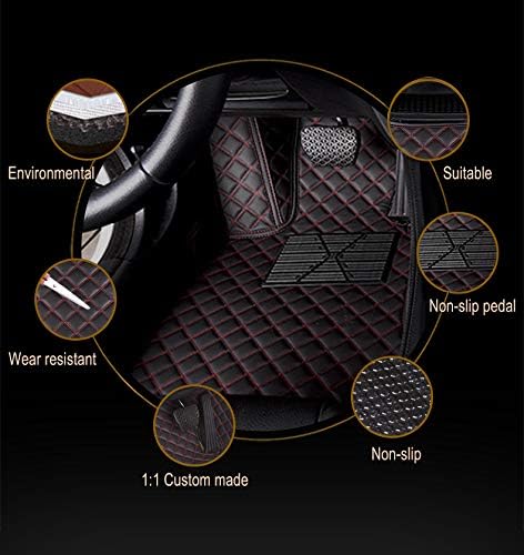 Custom Car Floor Mat Compatible with BMW Mercedes-Benz Toyota Cadillac Lexus Honda Infiniti Nissan Hyundai Kia Audi All Models Cars Sedans SUVs Automotive Mats (Black Beige Stripe)
