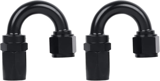 LokoCar 10AN Hose End Fitting 180 Degree Swivel For CPE Braided Hose Black 2Pcs