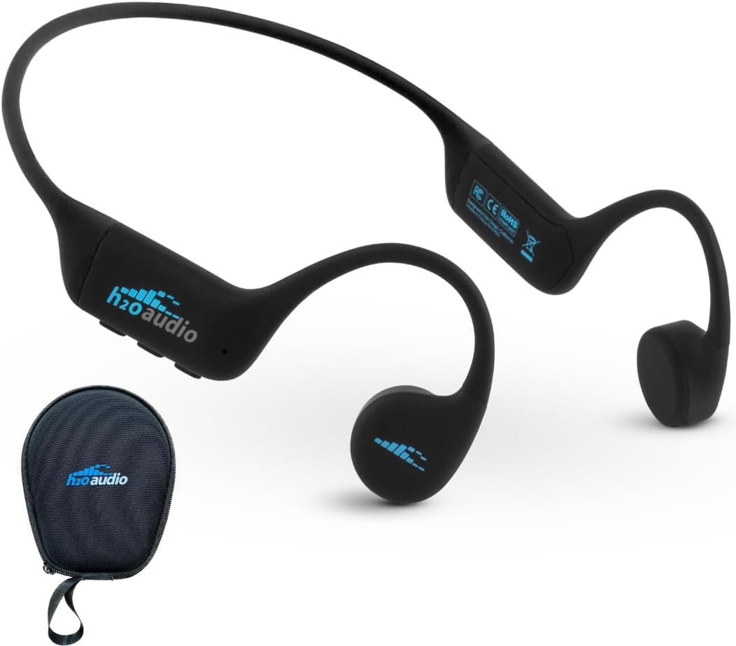 H2O Audio TRI 2 Multisport Waterproof Bone Conduction Open Ear Headphones, Bluetooth 5.3 for Running and Cycling, MP3 Mode for Swimming, 8GB Memory, 8.5-Hour Battery, Black