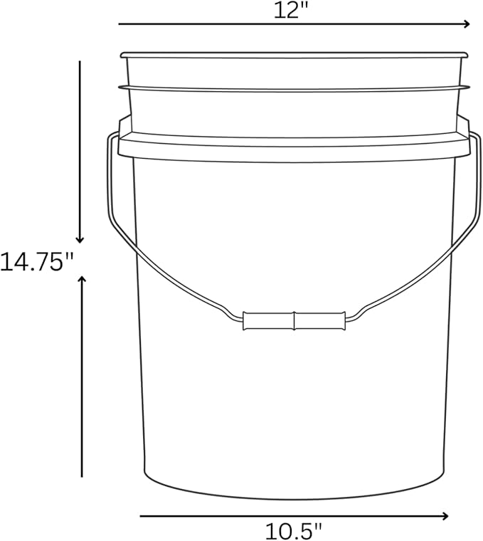 House Naturals 5 Gallon Premium HPDE Plastic Bucket - Made in USA Food Grade Storage Container, BPA Free All Purpose Pail (2, Green)