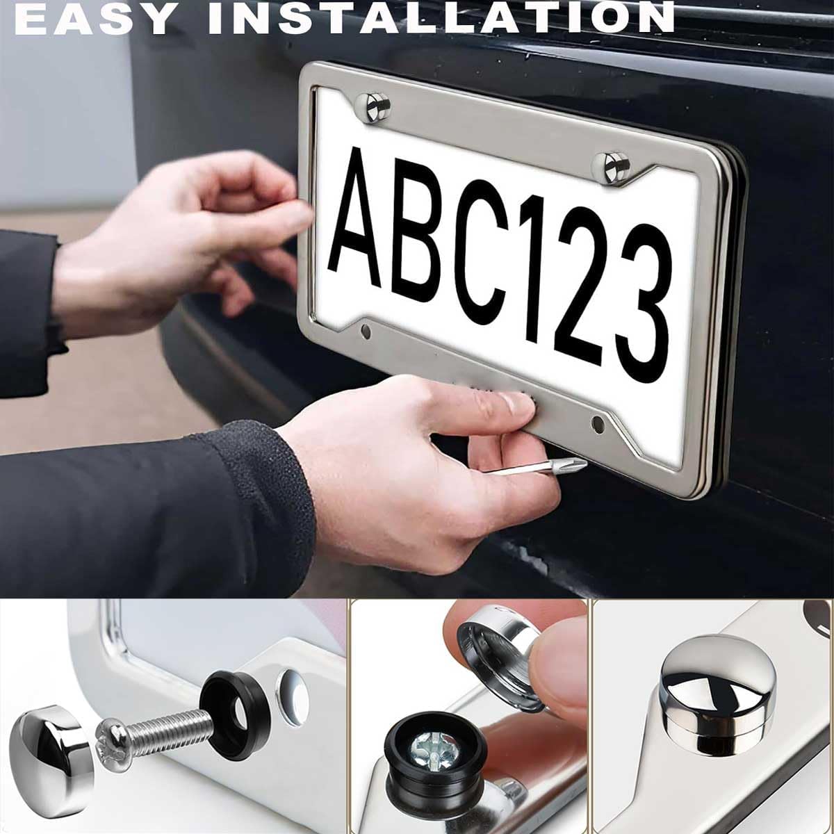 2 Pieces Tricolor License Plate Frames for Men and Women, Decorative Car Accessories (Frame B)