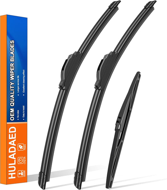 HULADAED® 15'' 15'' 13'' Windshield Wipers Replacement for Jeep Wrangler 2017-2007 Wrangler JK 2018,Silicone Front Rear Wiper blades for MY Car-All Weather & Quiet(3 PACK)