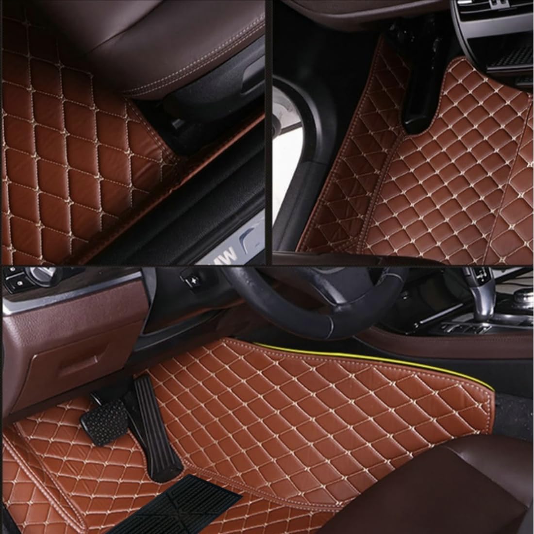 Custom Personalized Floor Mats for Cars，Luxury Full Coverage All Car Floor Mats，Anti-Slip Leather Car Mat Set ，Custom Floor Mats for 99% of Cars, Trucks & SUVs. (Black Purple)