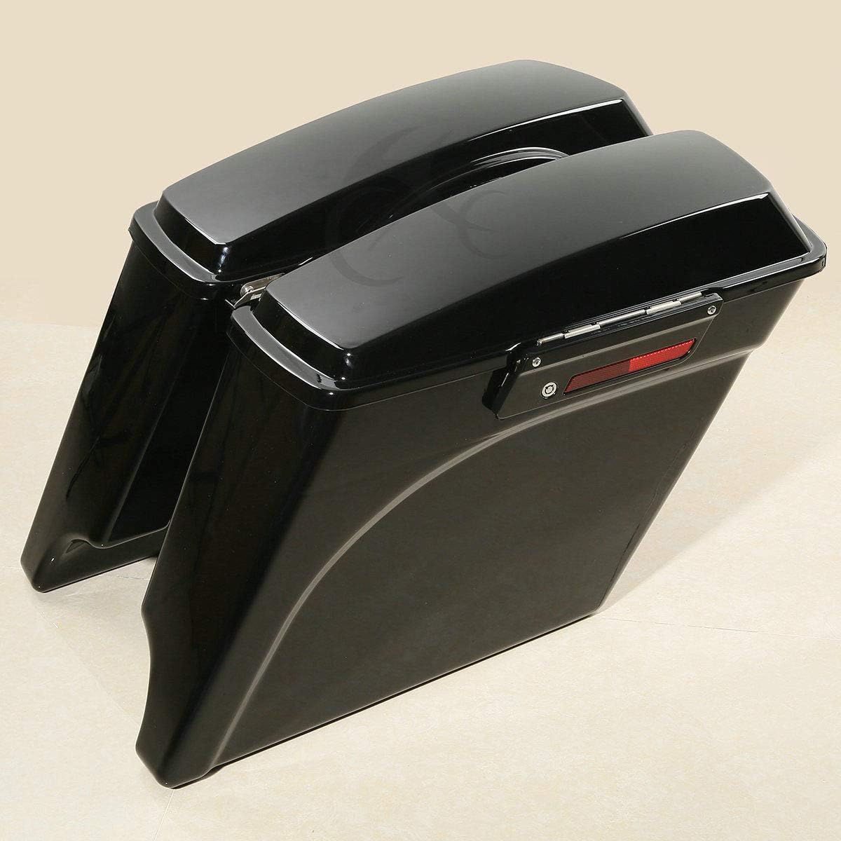 XFMT Hard Saddlebags + Chrome Conversion Brackets Compatible with HARLEY HD SOFTAIL MODEL 1986-2013