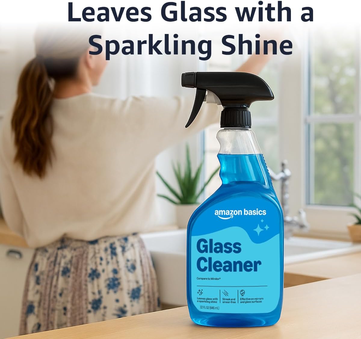 Amazon Basics Glass Cleaner Refill 67.6 Fl Oz, Pack of 1