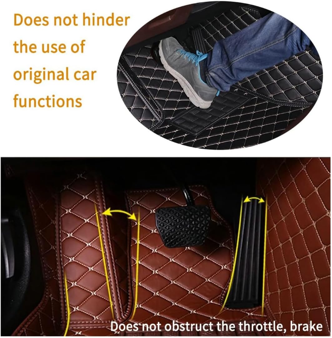 Custom Personalized Floor Mats for Cars，Luxury Full Coverage All Car Floor Mats，Anti-Slip Leather Car Mat Set ，Custom Floor Mats for 99% of Cars, Trucks & SUVs. (Black Beige)