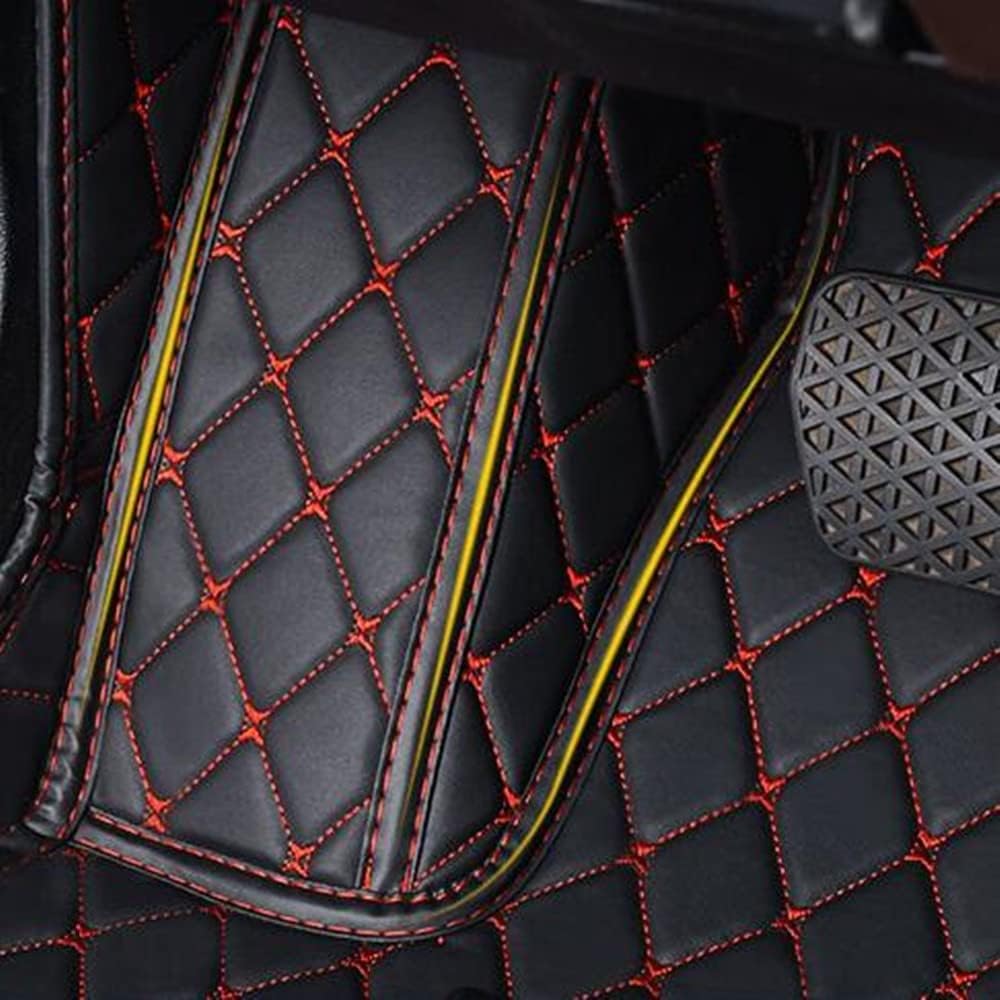 Custom All-Weather Protection Luxury Leather Floor Mats for Cars SUVs Trucks According Anti-Slip Leather Floor mats ﻿ (41,Striped Dark Brown)