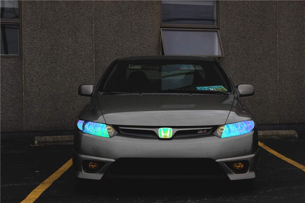 LED LIGHT 12 by 48 inches Self Adhesive Shiny Chameleon Headlights Tail Lights Fog Lights Films,Film Sheet Sticker,Tint Vinyl Film with Gift Knife and Hand Tool (Fluorescence Yellow)