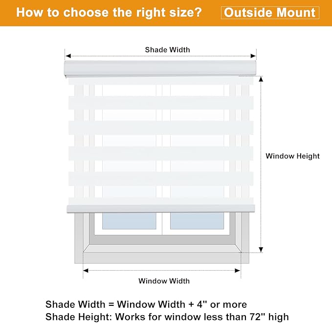 Persilux Cordless Zebra Blinds for Indoor Windows, Free-Stop Cordless, Light Filtering Sheer Shades Dual Layer for Day and Night, Roller Shades for Home (34.5" W X 47" H, White)