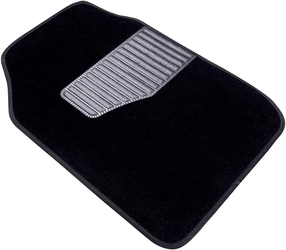 Amazon Basics Universal Fit Rubber Carpet Floor Mats For Car SUV Van & Truck, 4 count (Pack of 1), Black, 25"L x 17.5"W (Front), 13"L x 17.5"W(Rear)