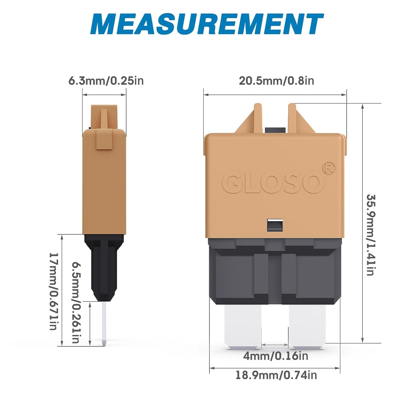 GLOSO Circuit Breaker Blade Fuse E39 (T3) Manual Reset Fuse for Car Truck RV Automotive Marine Boat Trolling Motor & Custom Wiring Audio Battery Protection/Low Profile ATC/ATO (5A - 1 Pack)