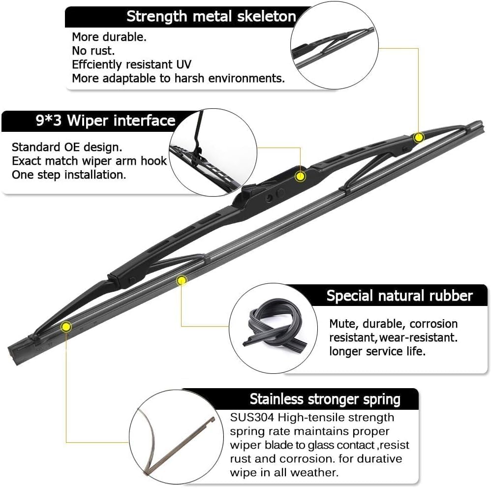 AUTOBOO 22"+22" Windshield Wipers Blades Replacement for Chevrolet Chevy Tahoe Suburban GMC Yukon XL 2015-2020 with 13 Inch Rear Wiper Blade -Original Factory Quality (Pack of 3)