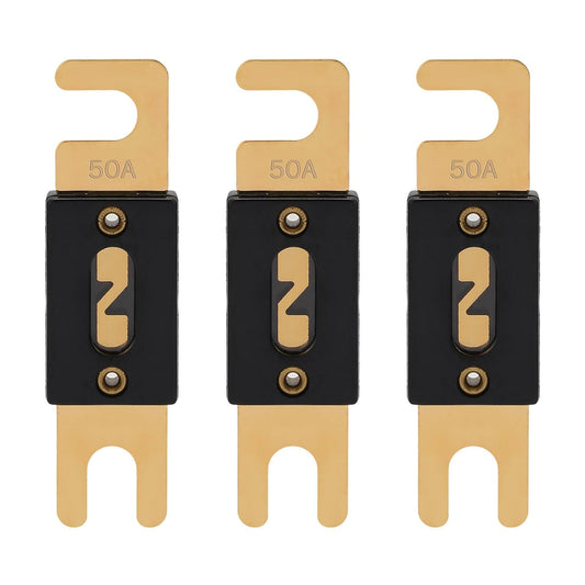 50A ANL Fuse 50 Amp Inline Blade Fuses 32V for Car Audio Inverter Automotive Stereo (Pack of 3 pcs)