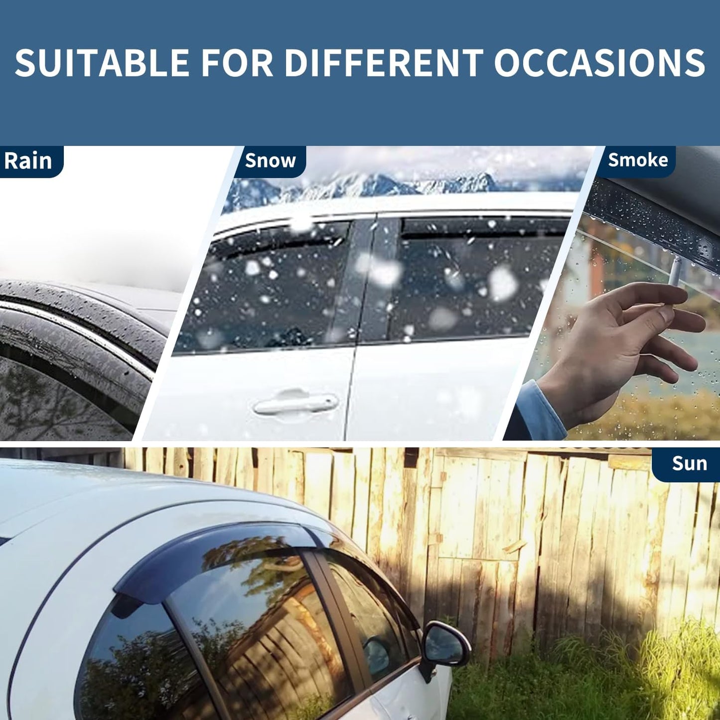 4PCS Rain Guards Window Visors Fits for 2007-2011 Honda CR-V (CRV) SUV, Outside Mount Wind Deflector, Vent Visors Shade Shield, Exterior Car Accessories, 2007 2008 2009 2010 2011
