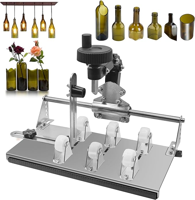 Smasener Wine Bottle Cutter,Glass Bottle Cutter Set, Wine Bottle Cutter Tools, Curved Glass Cutting Tool for Round and Square Bottles, [Stainless Steel 420]Bottle DIY Craft Kit