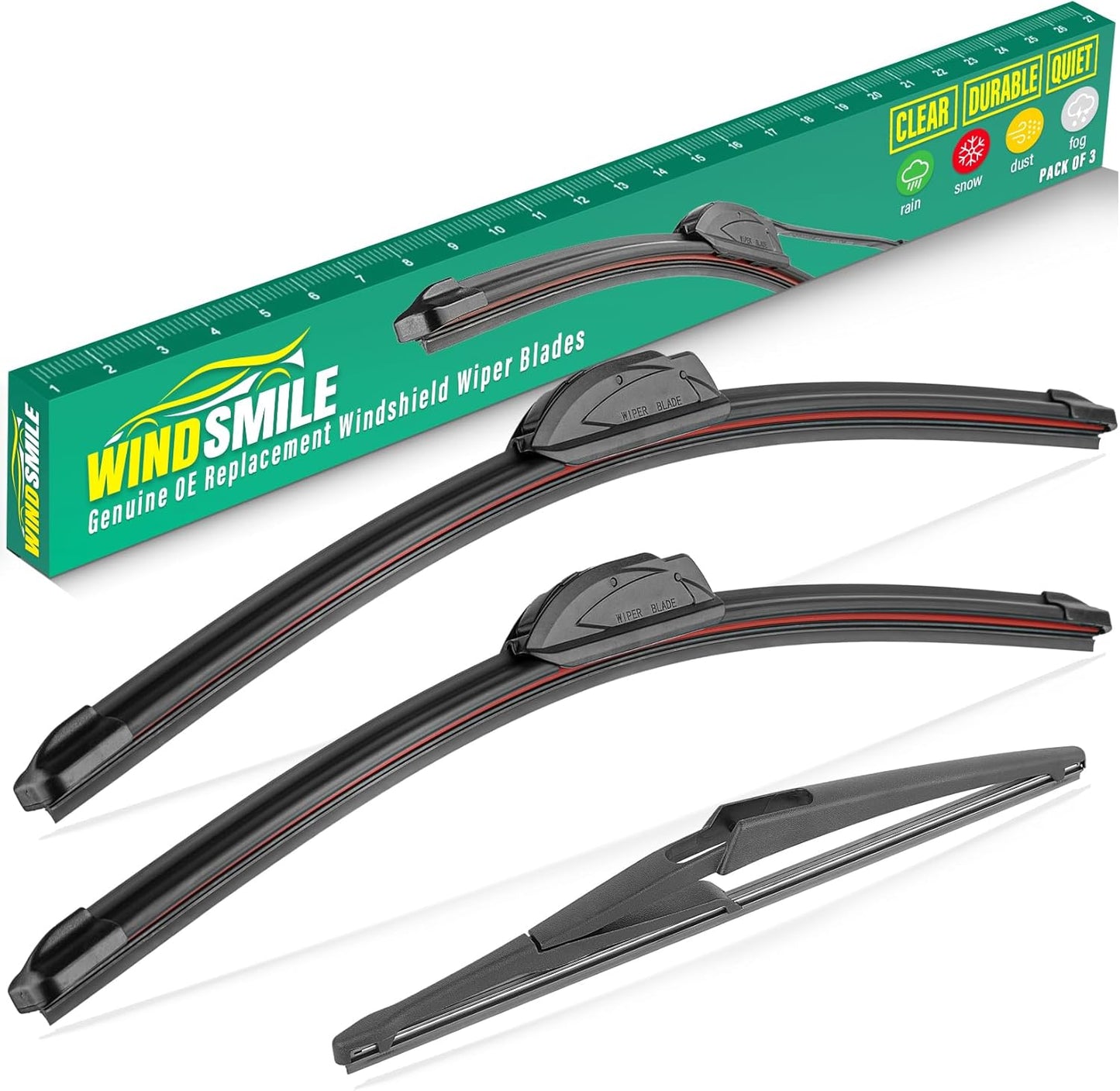 28" 18" 12" Windshield Wiper Blades Replacement for Nissan Rogue Sport 2017 2018 2019 2020 2021 2022 Premium All Weather Front Rear Wipers Set - OEM Quality (Pack of 3)