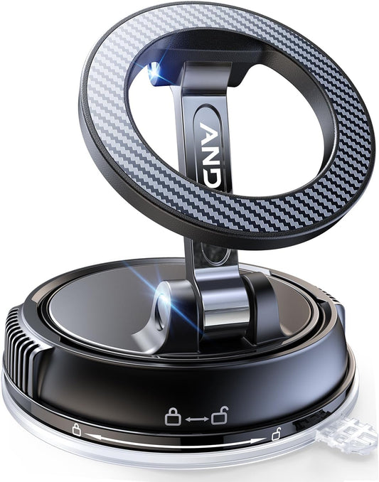 Car Phone Holder for Magsafe [78+LBS Strongest Suction & 2400gf Strongest Magnetic] 360° Adjustable Car Phone Mount, Phone Holders for Your Car for iPhone 16 Pro Max 15 14 13 12 Plus (Carbon Fiber)