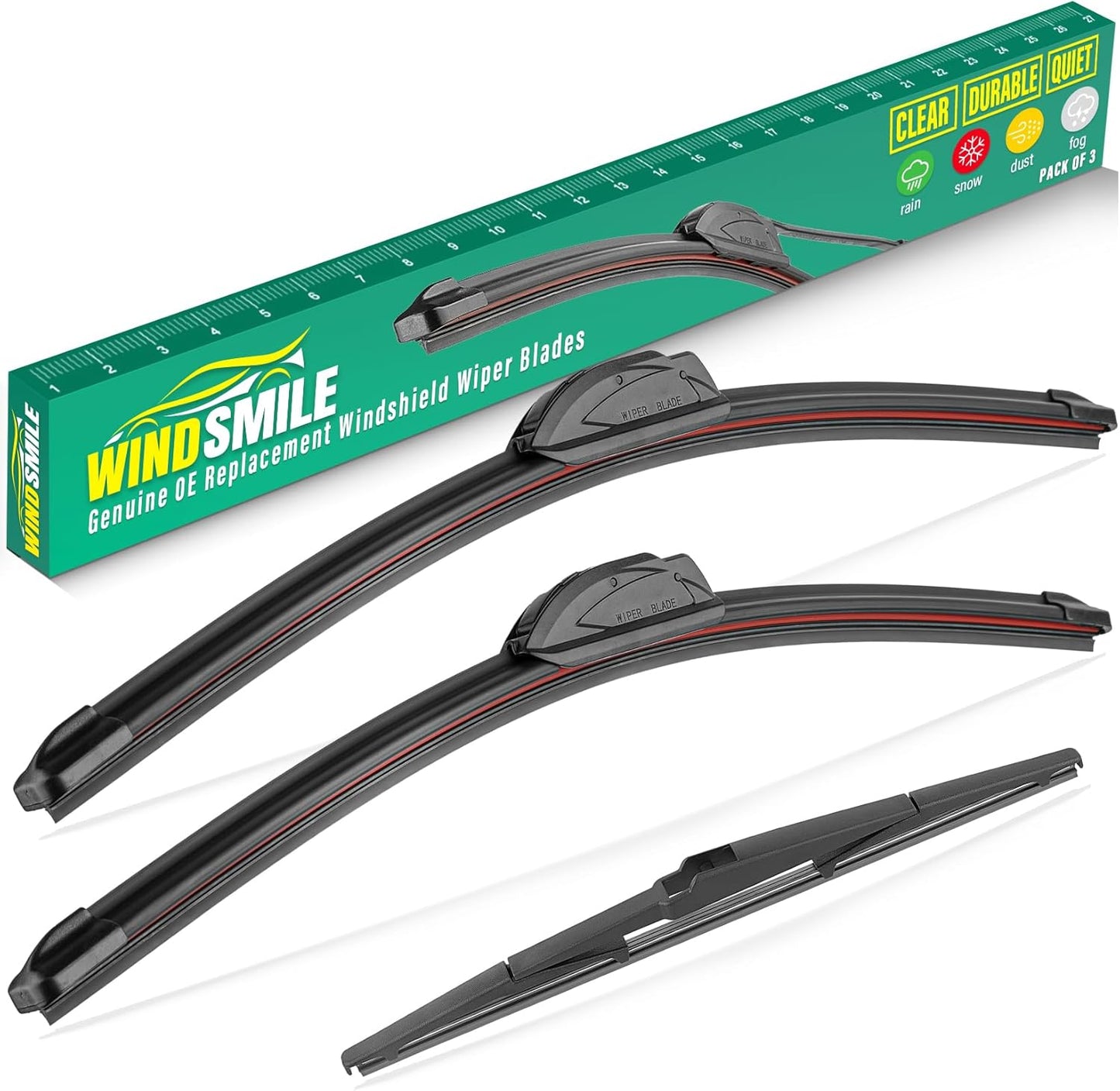 26" 19" 16" Windshield Wiper Blades Replacement for Toyota Prius 2010 2011 2012 2013 2014 2015 Premium All Weather Front Rear Wipers Set - OEM Quality (Pack of 3)