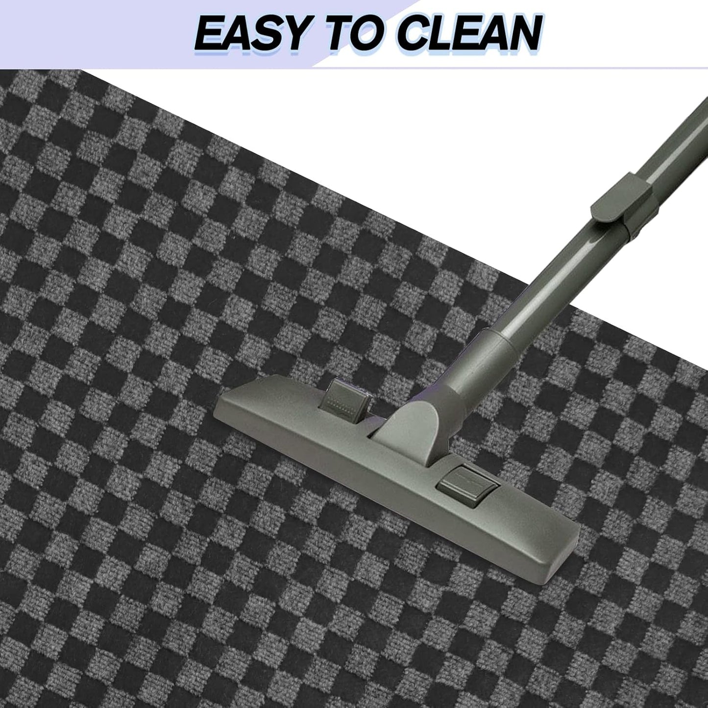 Custom Size Backed Non-Slip Area Rugs Runner, Easy Clean, Waterproof Runner Rugs for Hallway Entryway, Kitchen, Laundry, 2FT x 7FT, Gray Checkered