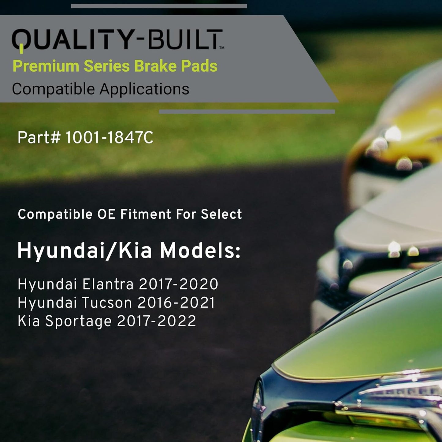 Premium Ceramic Front Brake Pads (1001-1847C) Compatible with Hyundai Elantra 2017-2020, Hyundai Tucson 2016-2021, Kia Sportage 2017-2022