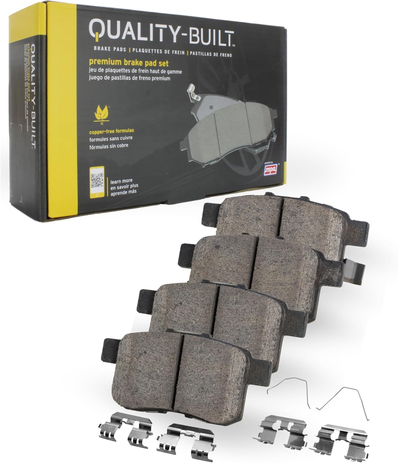 Premium Ceramic Rear Brake Pads (1001-0511C) Replacement for Nissan NX 1993-1991, Sentra 1994-1991, Tsuru 1996-1993