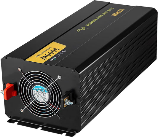 VEVOR Pure Sine Wave Inverter, 5000 Watt, Power Inverter, DC 12V to AC 120V Car Inverter, with LCD Display, USB Port and Remote Controller, Power Converter for Car RV Truck Solar System Travel Camping