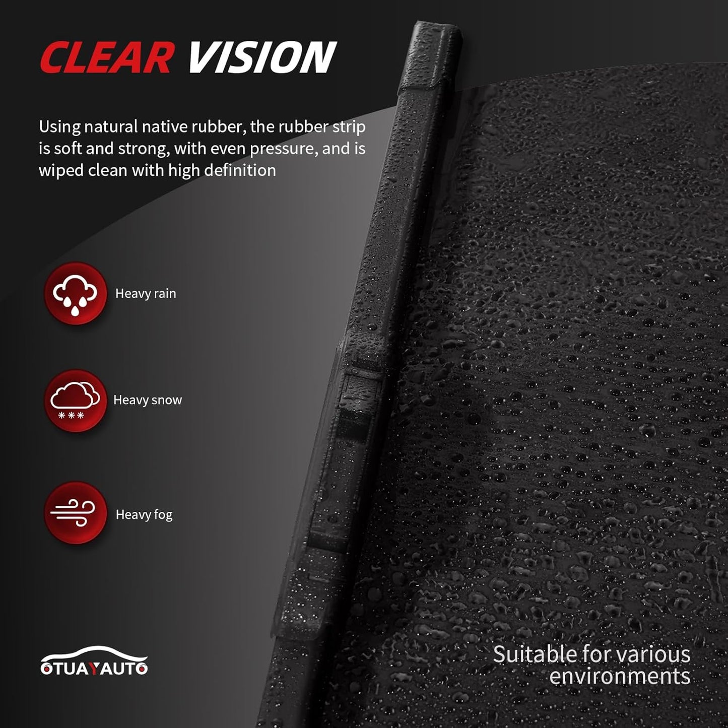 OTUAYAUTO Premium Windshield Wiper Blades - Replacement for Hyundai Tucson 16-20, Mazda CX7 07-12 - Precision Fit, All-Weather Performance, Front and Rear Wiper Blades, U Hook - 26"+16"+14" (Pack 3)