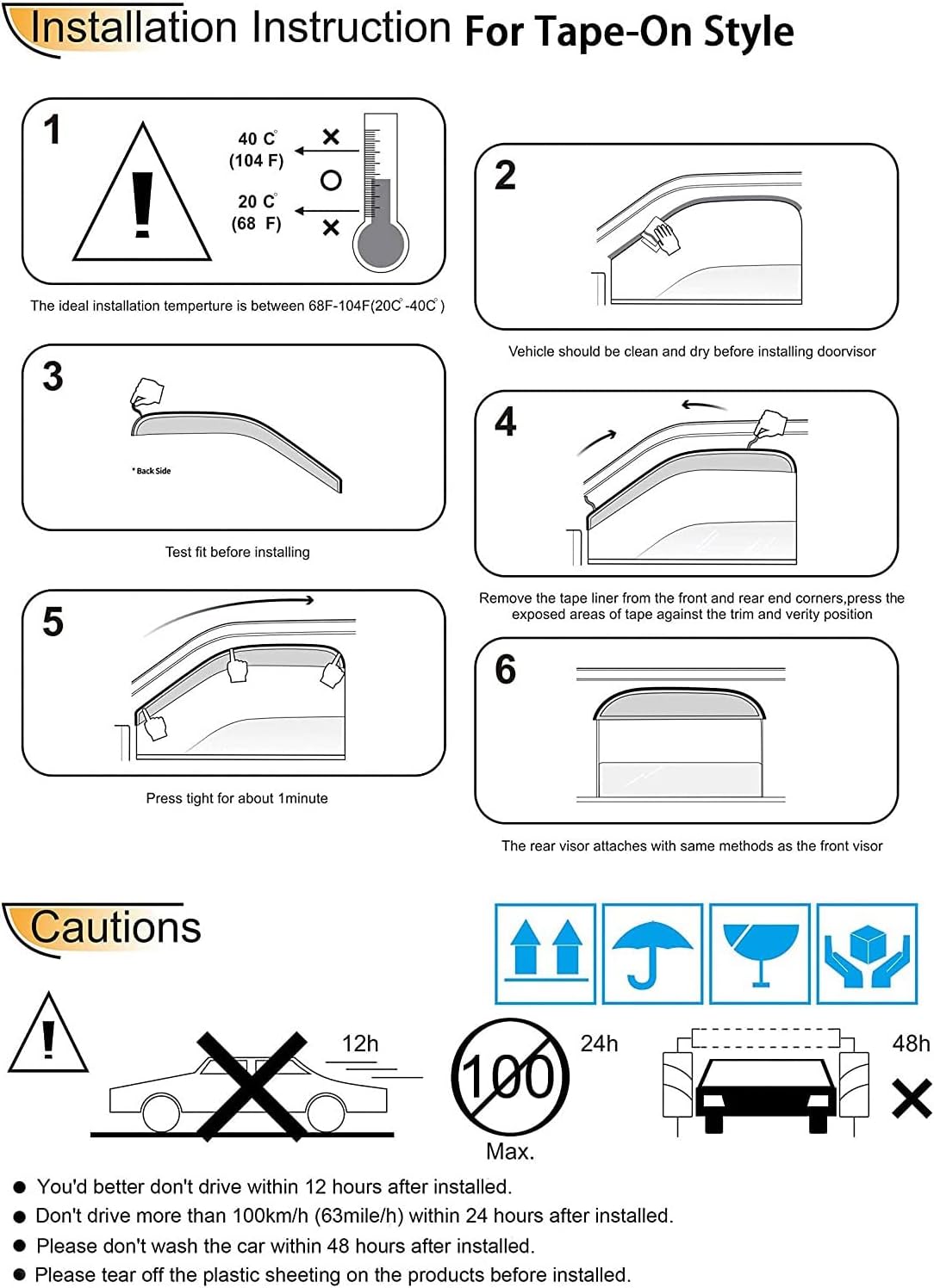 94738 Side Window Wind Deflector,4pc Outside Mount Style Nice Sun Rain Guards Set,Window Visor fit for 2004-2014 Ford F150 Super/Extended Cab Only(Not Fit 2004 Heritage)