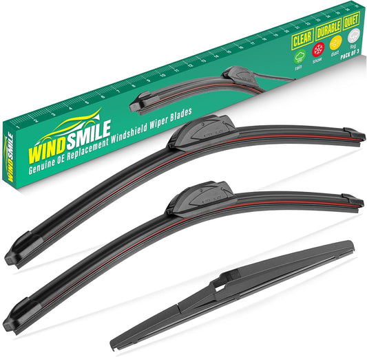 24" 17" 12" Windshield Wiper Blades Replacement for Toyota RAV4 2006 2007 2008 2009 2010 2011 2012 RAV 4 Premium All Weather Front Rear Wipers Set - OEM Quality (Pack of 3)