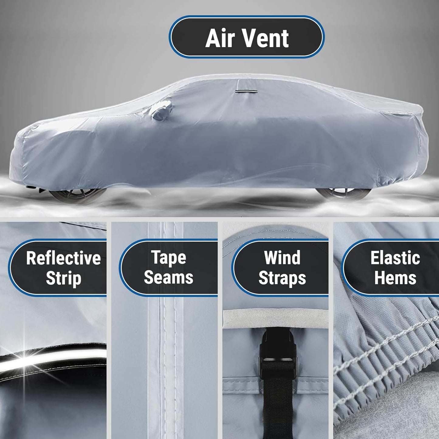 iCarCover Custom Car Cover for Buick Allure (2005-2010) Waterproof All-Weather Rain Snow UV Sun Protector Full Exterior Indoor Outdoor Car Cover (Stripe - Gray/Black)