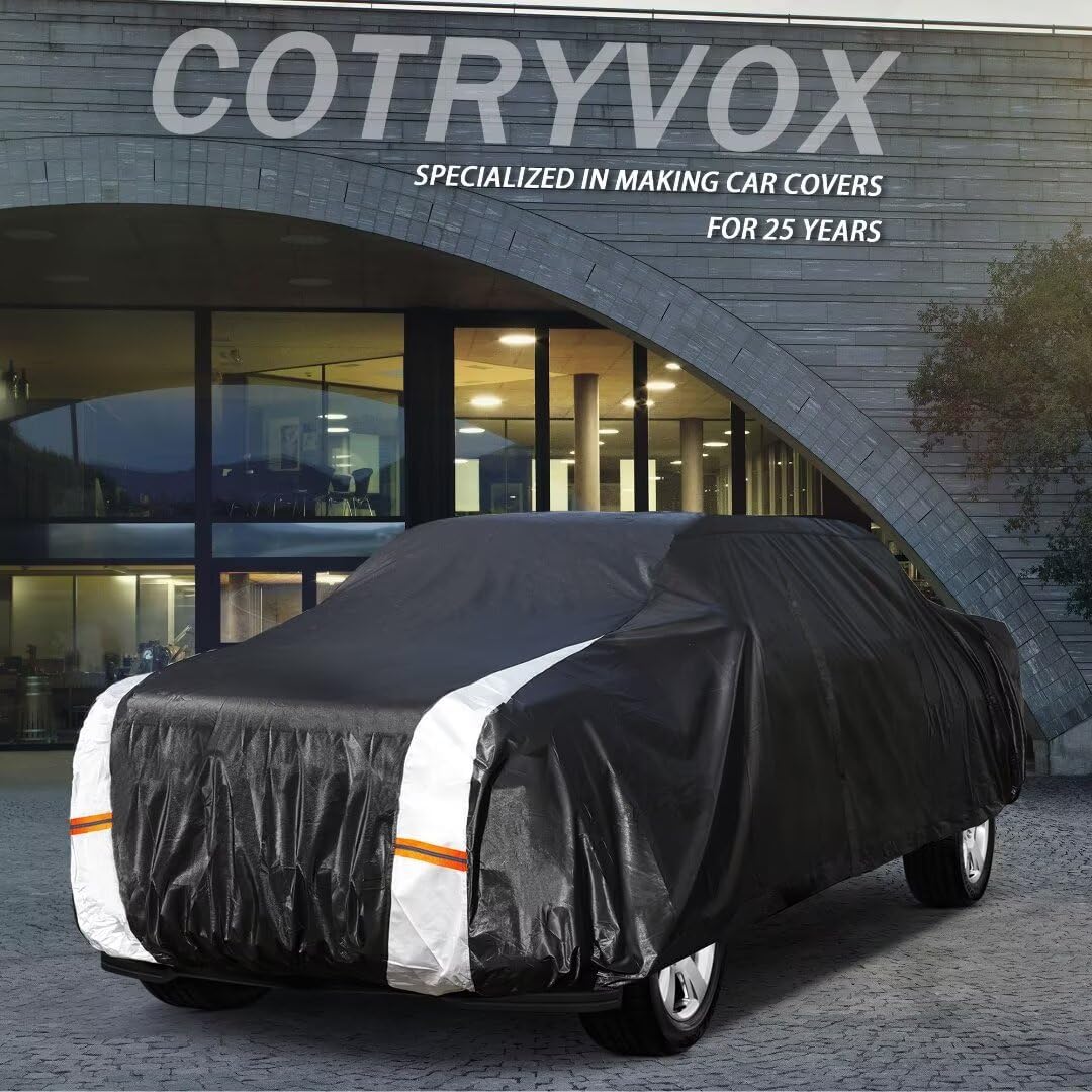 Silverado 1500 Truck Cover Custom Fit 1998-2025 Crew Cab SB (5.7'-5.8') with Door Zipper, 12 Layers Full Exterior Pickup Truck Cover Waterproof All Weather, Wind Dust Sun and UV Protection.
