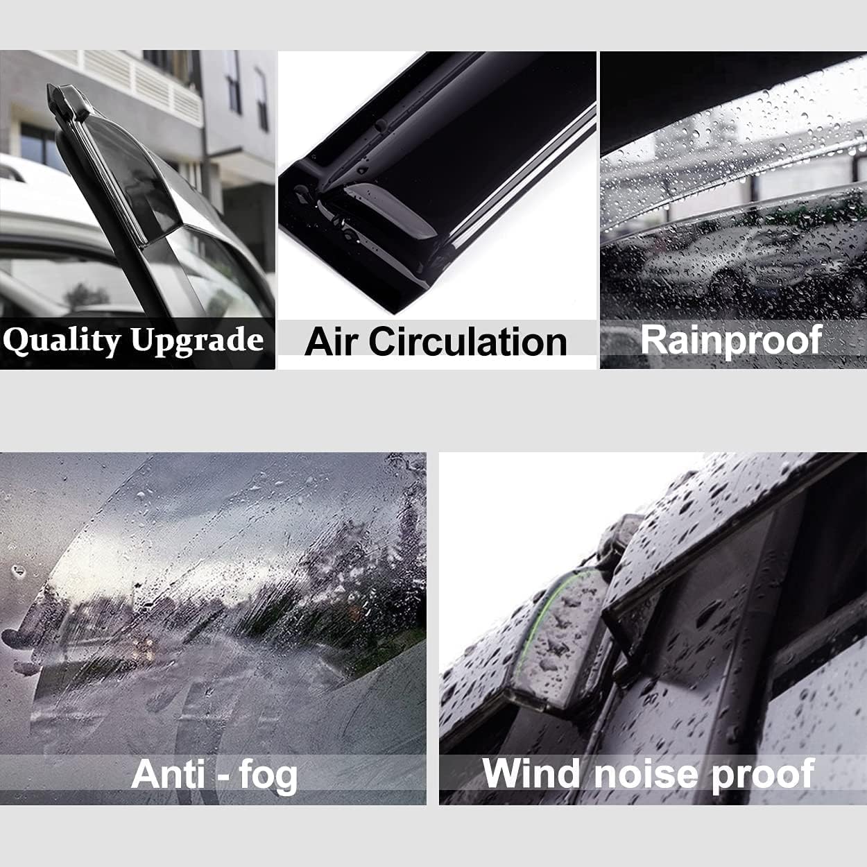 94725 Side Window Visors Wind Vent Deflector,4pcs Outside Mount Tape-On Nice Sun Rain Guards Set for 2003-2011 Honda Element