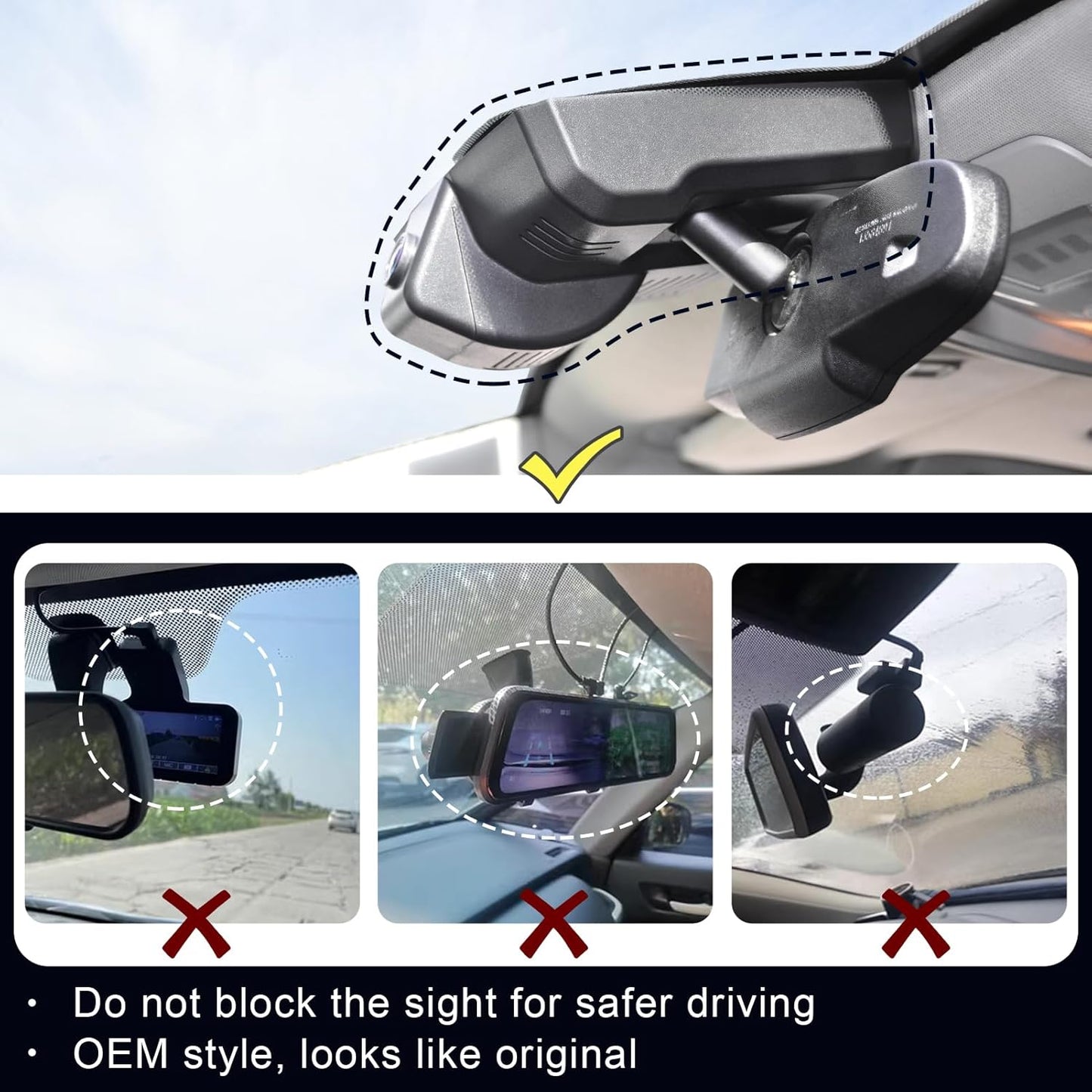 Front 4K & Rear 1080P Dash Cam Custom fit for GMC Yukon, Yukon XL 2015 2016 2017 2018 2019 2020(Model D), Model D & Model C Have Same Models Years but Vehicle Sensor Cover are Different