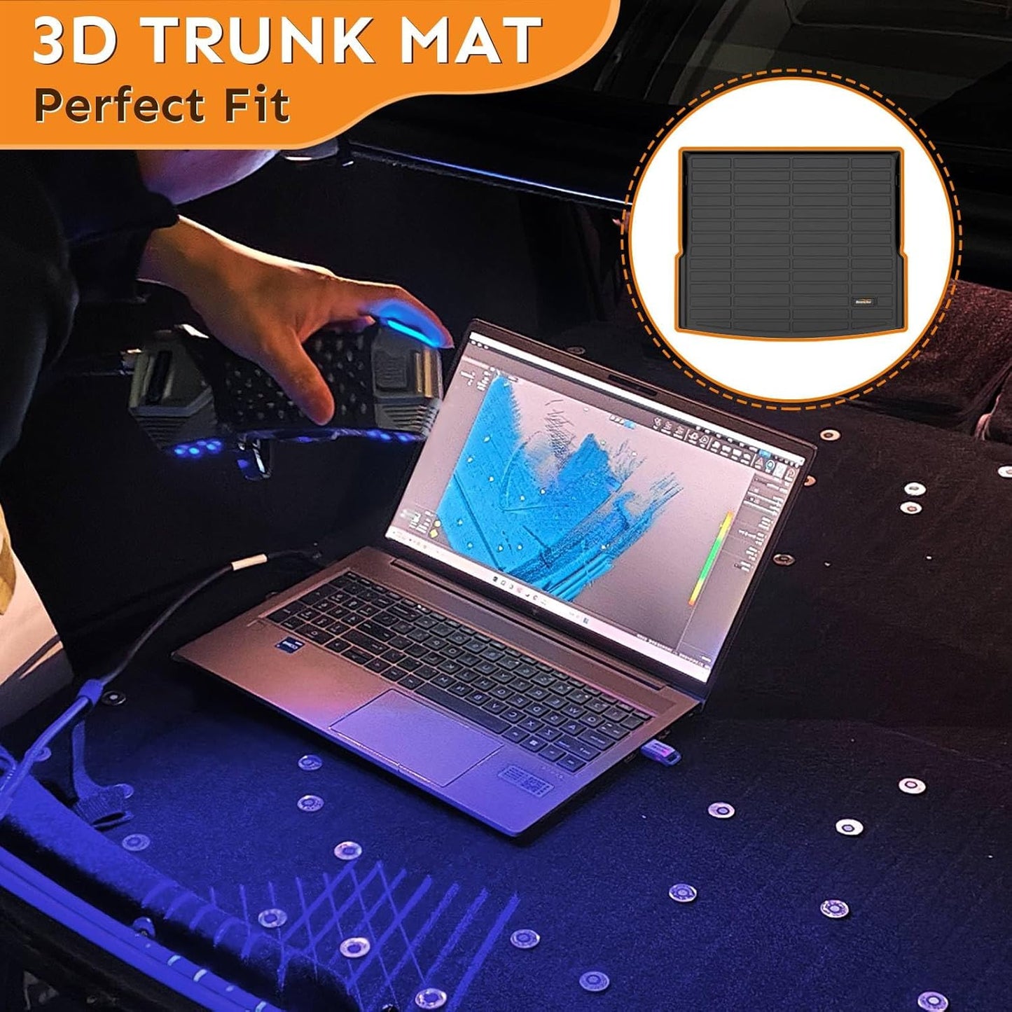 Binmotor-Floor Mats & Cargo Liner for Ford Expedition Max 2021-2025 (Only for 8 Seats with 2nd Row Bench Seat), TPE All Weather Car Mats for Expedition Max Accessories Cargo Trunk Mat