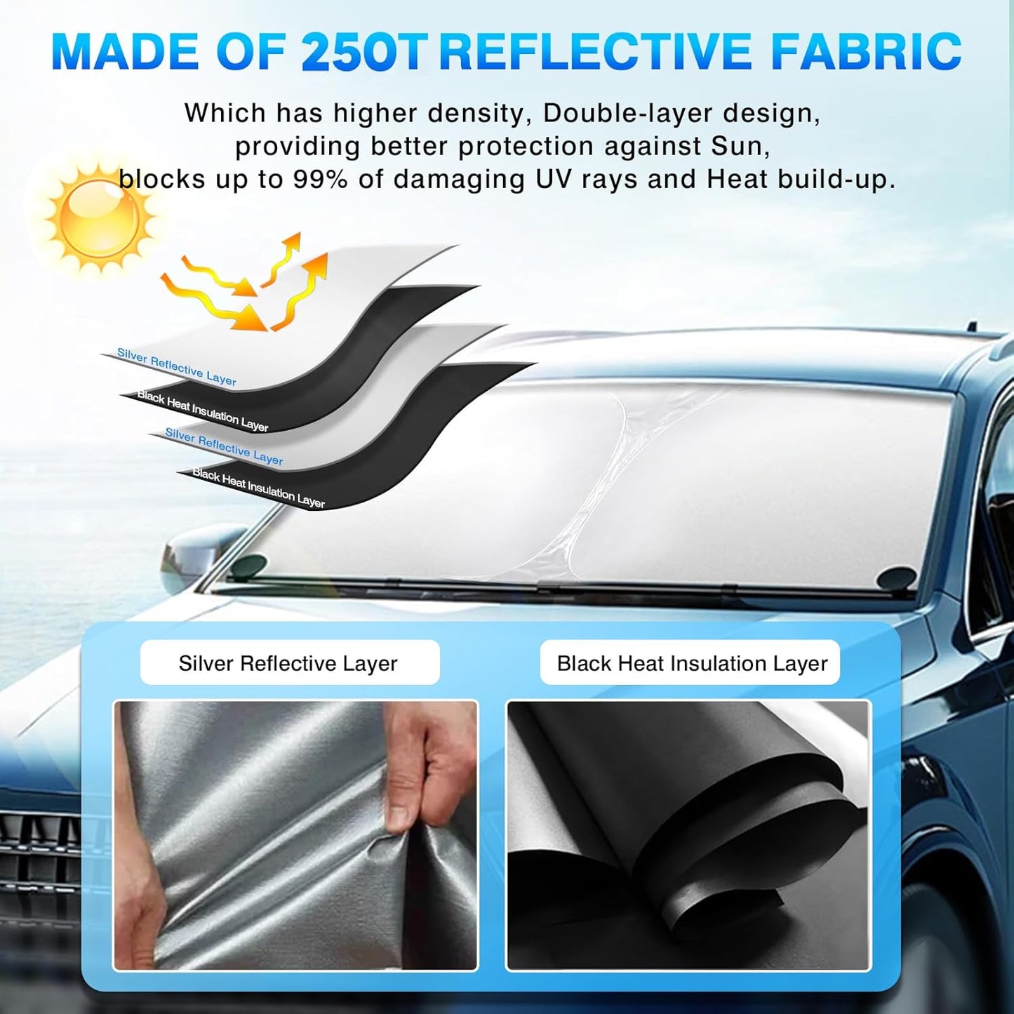 KUST Windshield Sun Shade for 2023-2025 2026 Lexus RX 350 Accessories Window Sunshade Sun Visor Protector Foldable Blocks UV Rays Keep Your Car Cooler