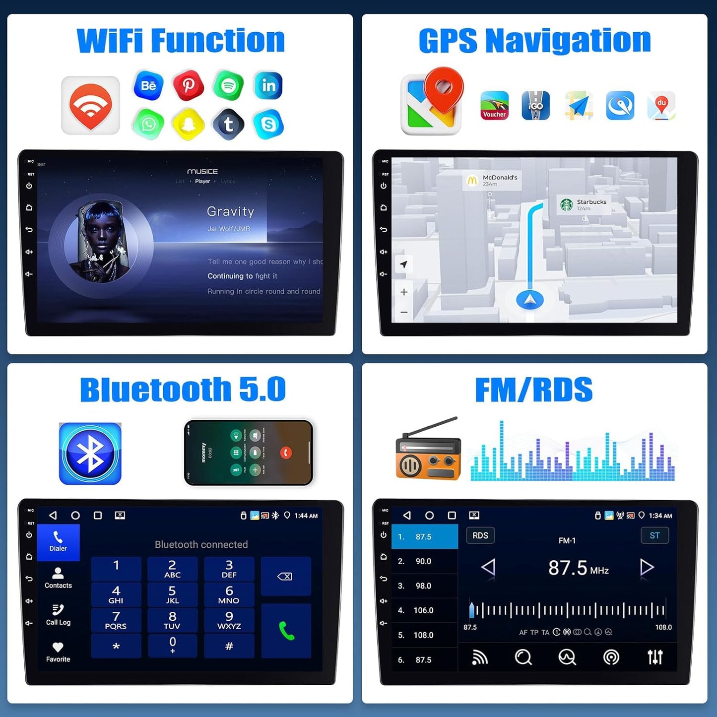SIXTOP [4+64G] Android Car Stereo for Hyundai Tucson IX35 2010-2015 with Carplay Android Auto Mirror Link 10.1 inch Touchscreen 1280 * 720 Bluetooth 5.0 FM/RDS DSP 32EQ WiFi GPS Change Theme AI Voice