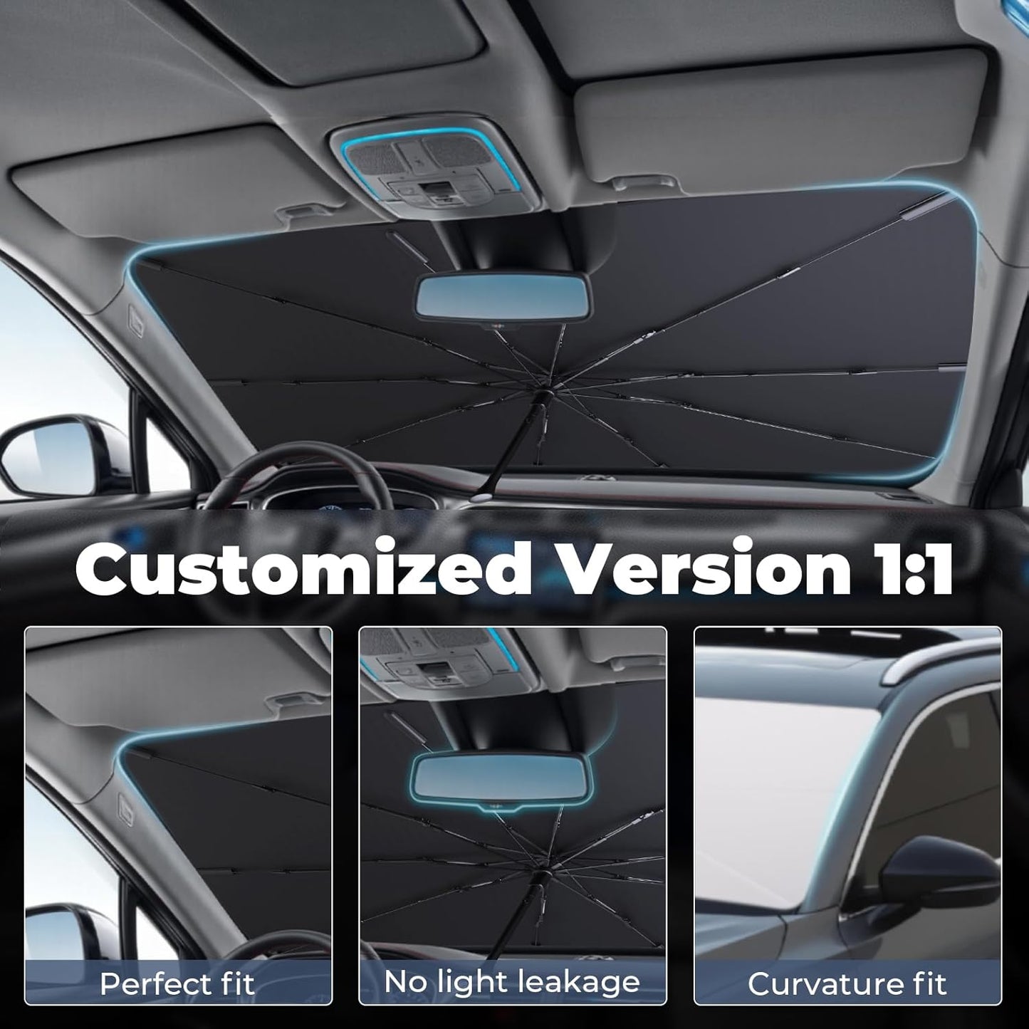 Windshield Sun Shade Umbrella: for Nissan Sentra-2020-2024 2025 - Front Custom Car Window Shades - Foldable Sentra Sedan Sunshades Block UV Keep Cool