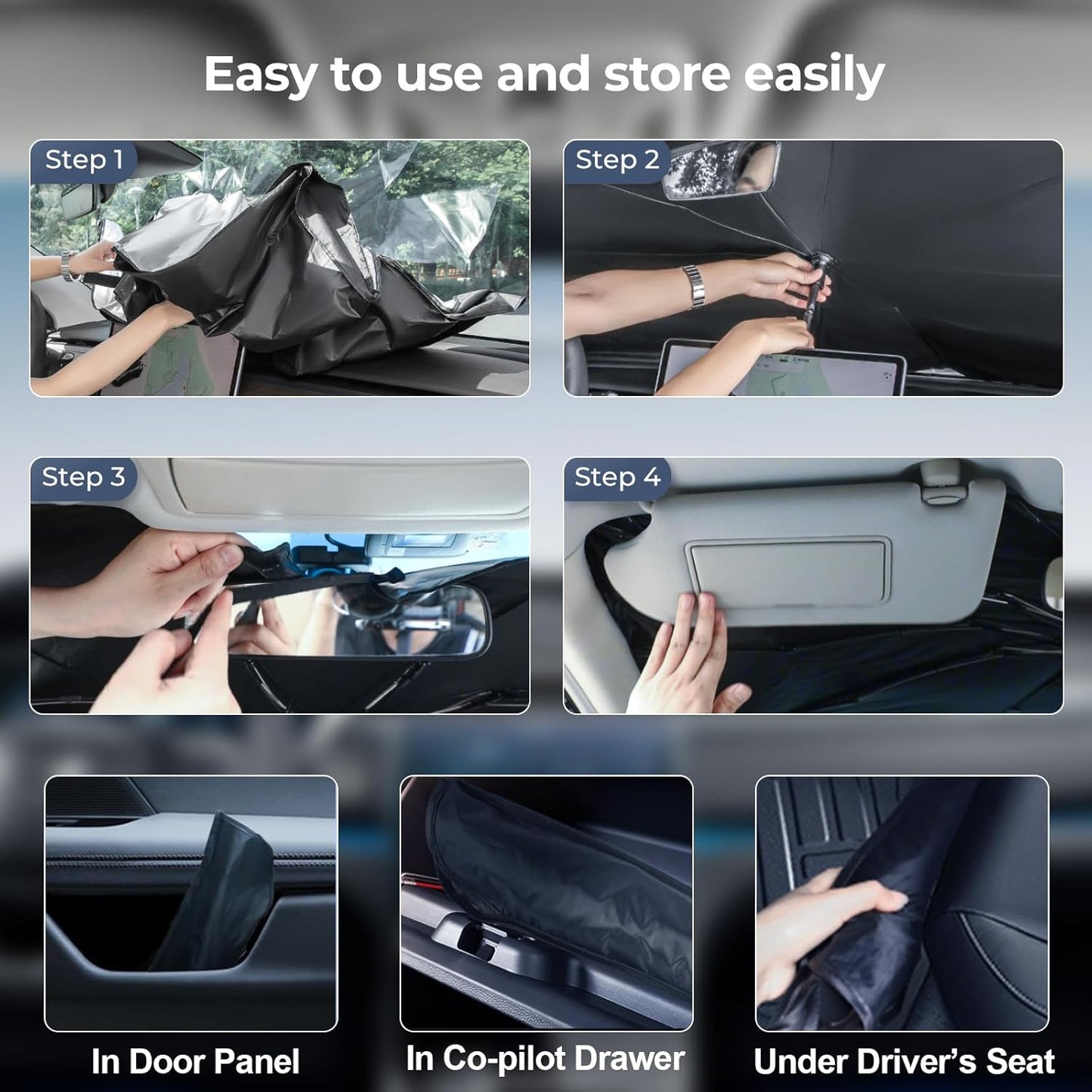 Windshield Sun Shade Umbrella: for Hyundai Santa-Cruz-2022-2025 - Front Custom Car Window Shades - Foldable Sunshades Block UV Keep Cool