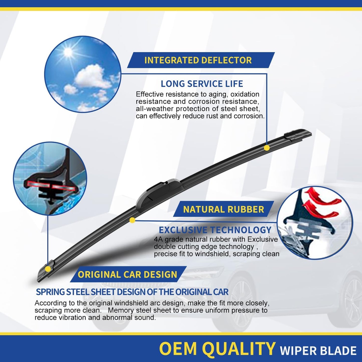 3 wipers Replacement For 2010 2011 2012 2013 2014 2015 Toyota Prius Windshield Wiper Blades Original Equipment Replacement - 26"+19"+16" (Set of 3) U/J HOOK