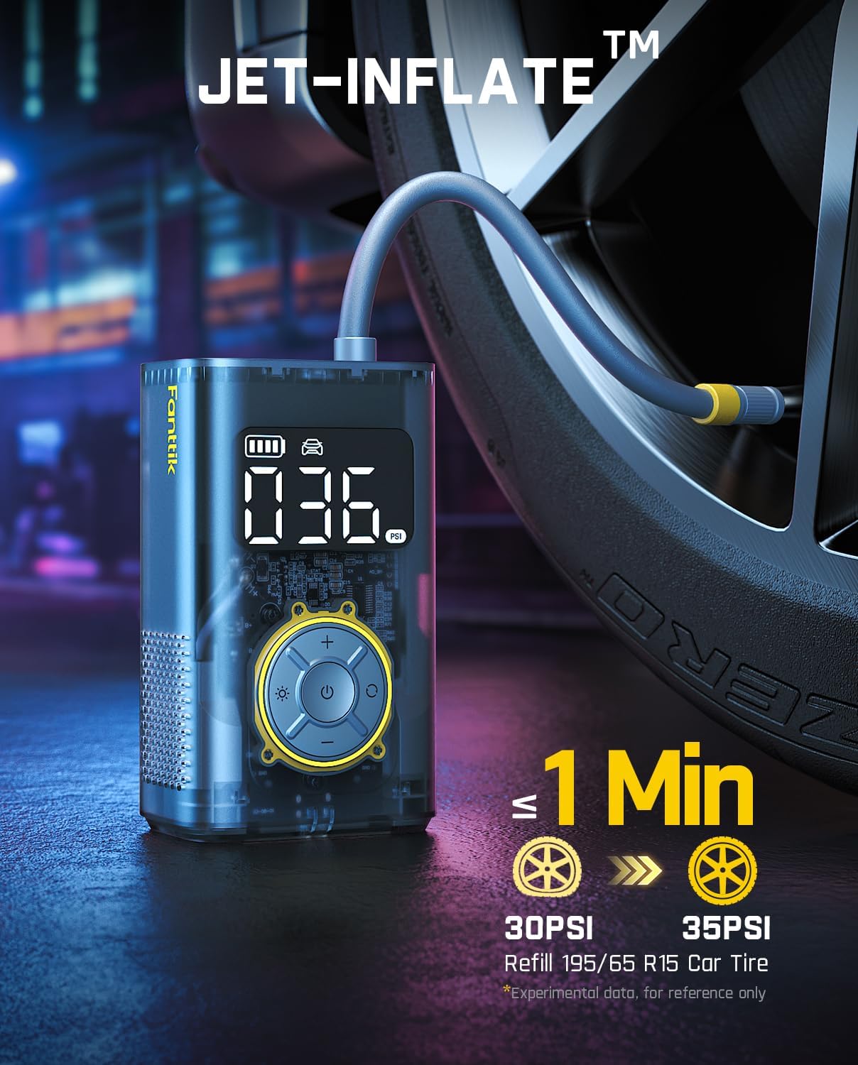 Fanttik X9 Pro Portable Tire Inflator for Compact Car, 1Min Jet-Inflate Electric Bike Pump with Digital Tire Pressure Gauge, 150PSI Air Compressor for Electric Bikes, Motorcycle, Ball, Mechanical Gray
