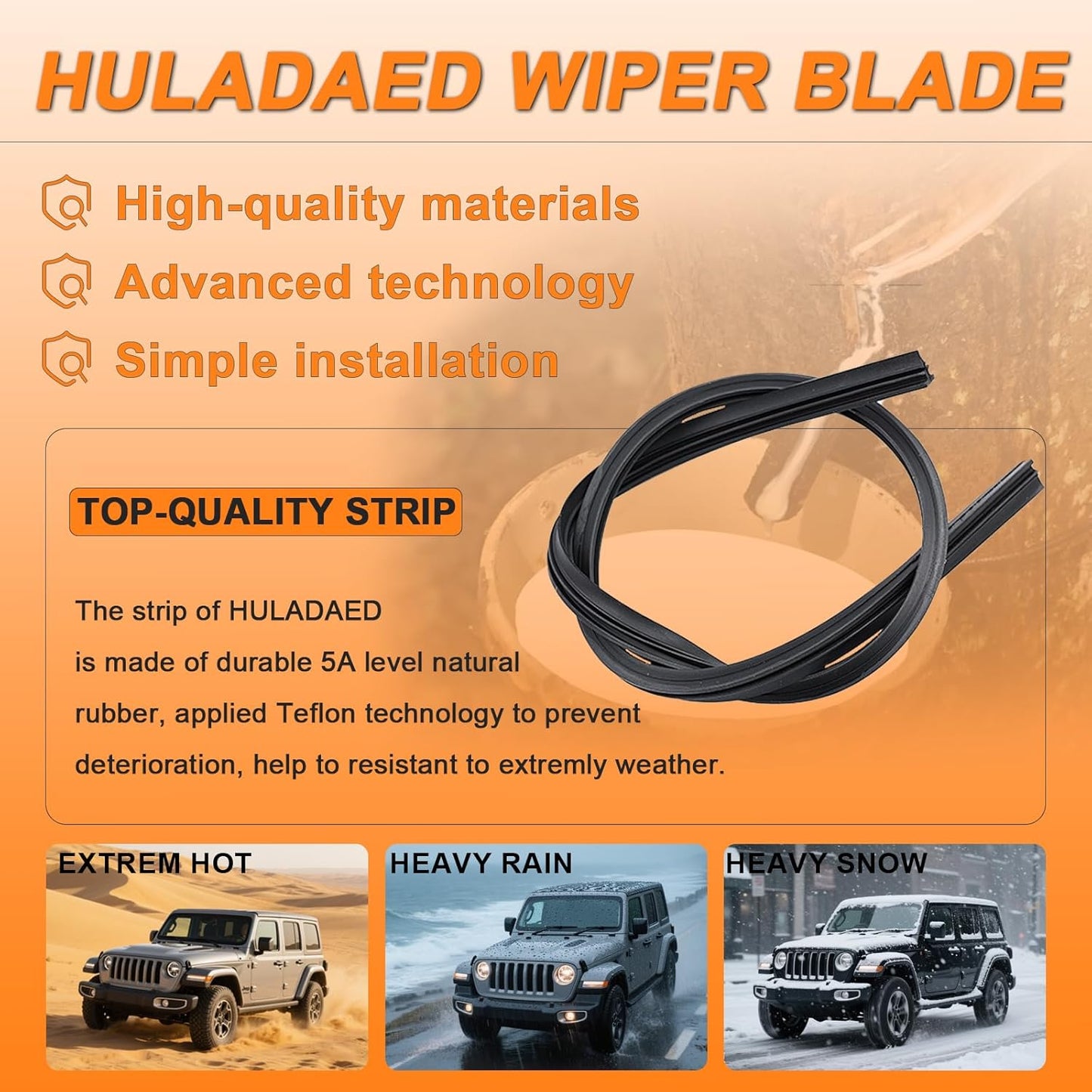 HULADAED® 22'' 20'' 16'' Windshield Wipers Replacement for Toyota 4 Runner 2009-2003,Silicone Front Rear Wiper blades for MY Car-All Weather & Quiet(3 PACK)