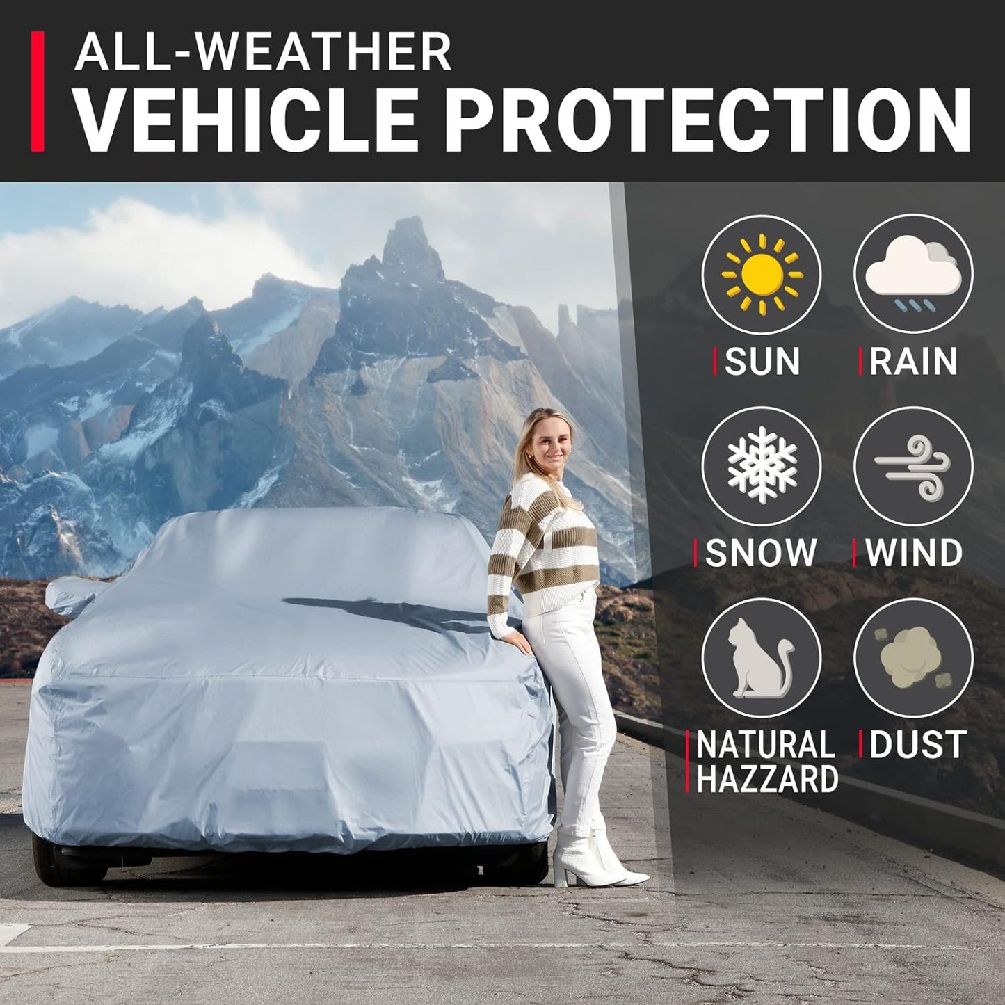 iCarCover Premium Car Cover for 1987-1991 Pontiac Tempest Heavy Duty Waterproof All-Weather Automobiles Custom Fit Indoor Outdoor UV Snow Protection Covers with Straps and Bag