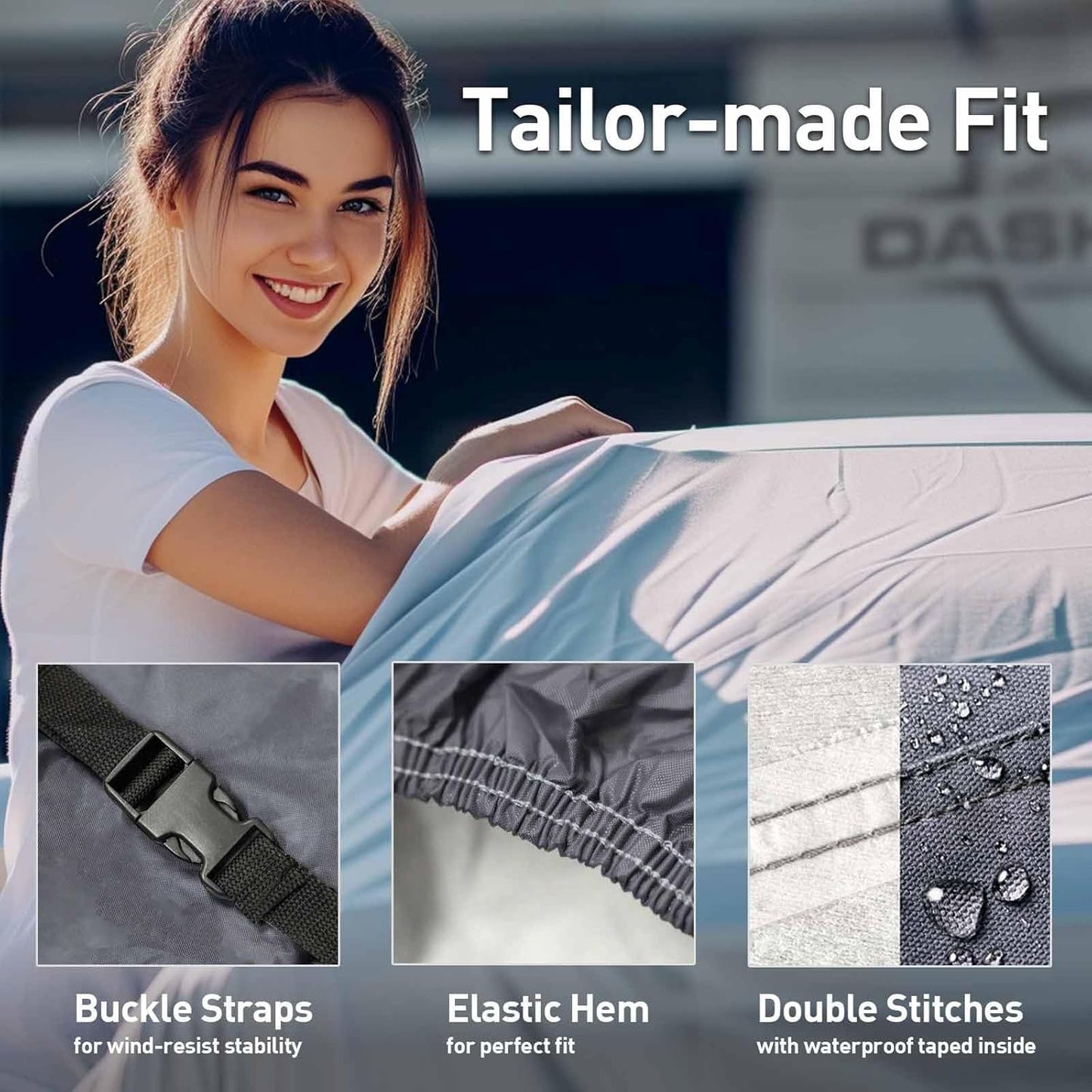 DaShield Ultimum Series Car Cover for Cadillac DeVille 1965-1984 Coupe/Hardtop & Convertible All Weather Protection Semi Custom Fit Dust, Sun, Snow, Rain Protection Indoor Outdoor