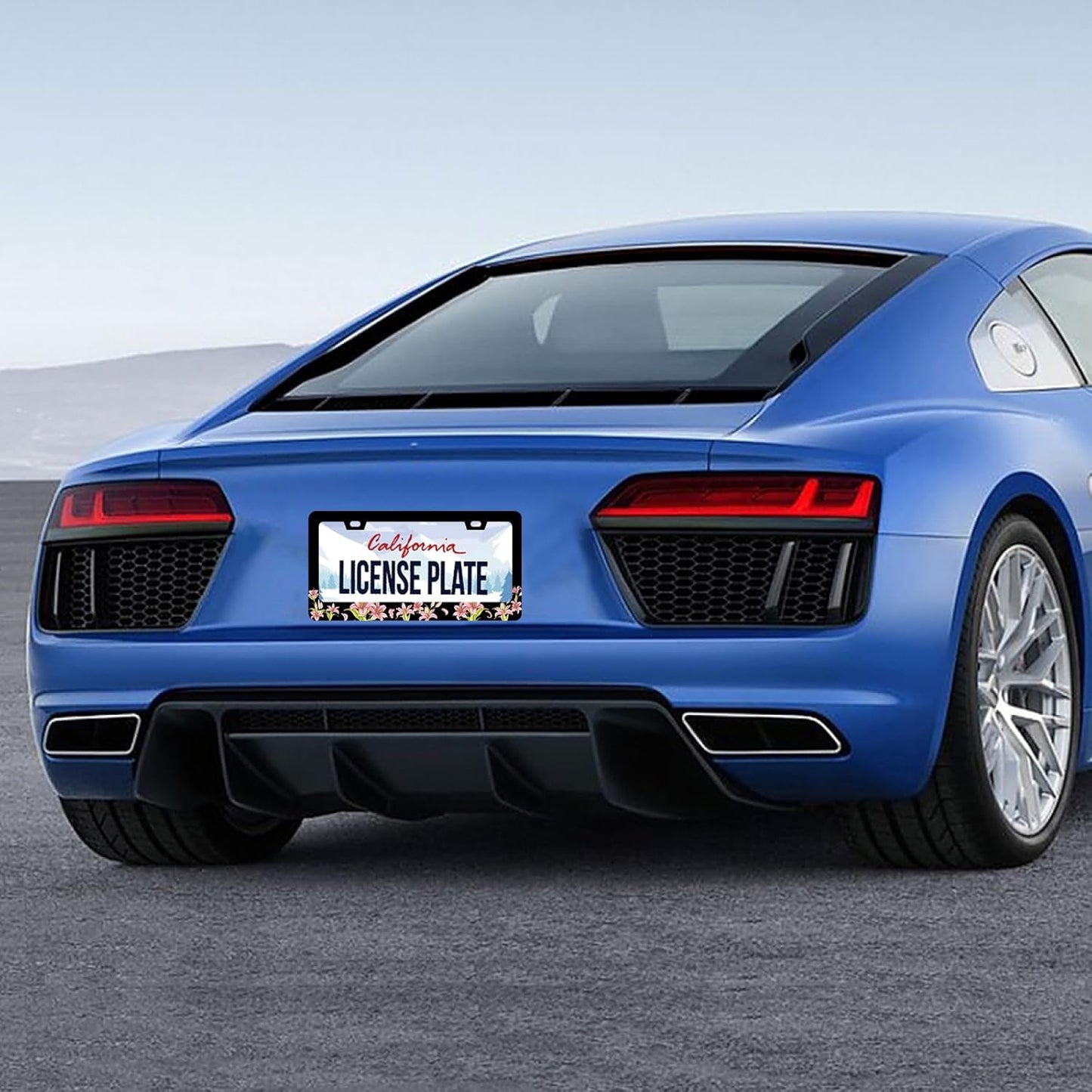Pink Lily License Plate Frame Beautiful Floral Flower License Plate Stainless Steel Funny License Plate Decorative with Screws Size 12.3" x 6.3" Men Women